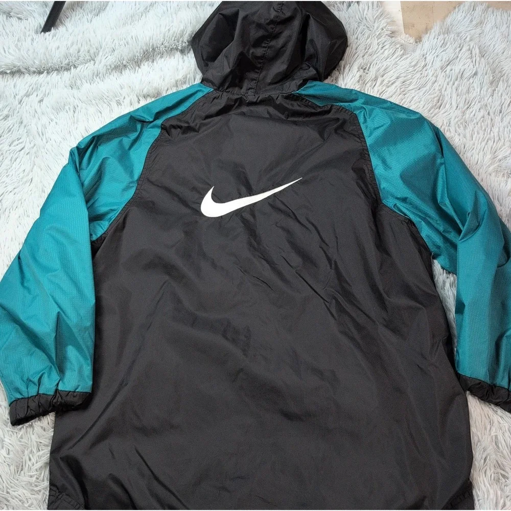 Nike Jacket Womens XL Black Hoodie Zip Up Windbreaker Swoosh Pockets Logo